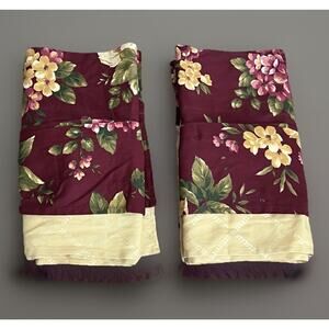 Waverly Garden Room Floral Manor Double Tuck Valance Red & Gold set of 2